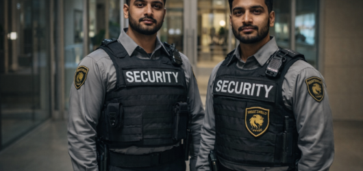 NightShield security officers patrolling residential hallway